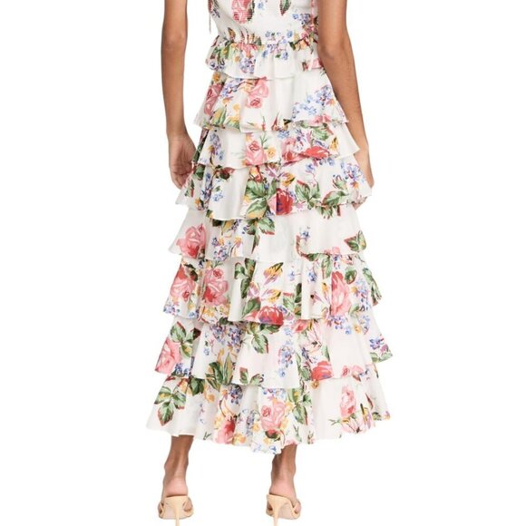 Alix‎ of Bohemia Tasha Rose Floral Ruffle Tiered Midi Skirt Small Cottagecore - Picture 5 of 16